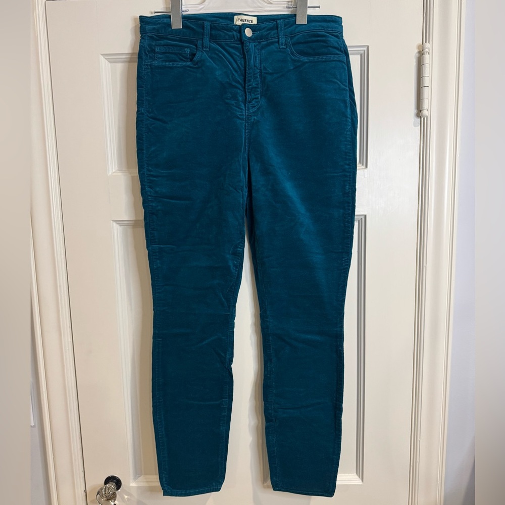 L'AGENCE Teal Velvet Pants